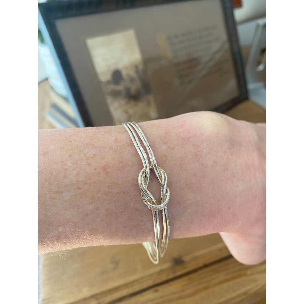 Macy's Sterling Silver Snake Chain Knot Bangle Bracelet